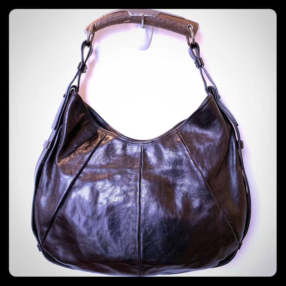 YSL Black Mombasa Hobo with Bone Handle